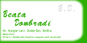 beata dombradi business card